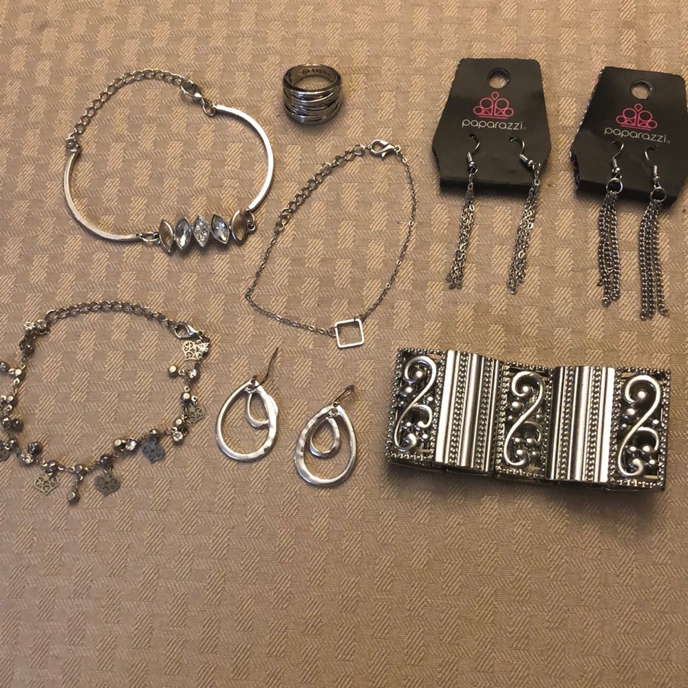Set of 4 bracelets, 3 earrings, and 1 ring
